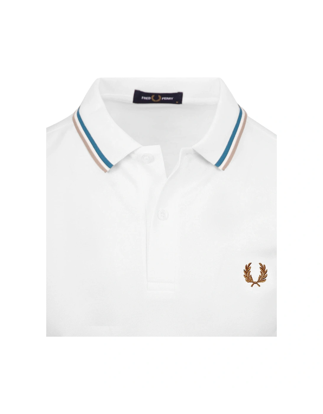 Brown Twin Tipped Collar White Polo Shirt