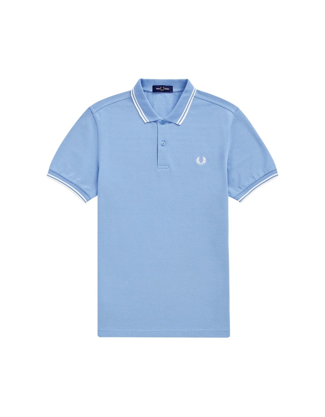 White Knit Rib Collar Sky Blue Polo Shirt, 3 of 2
