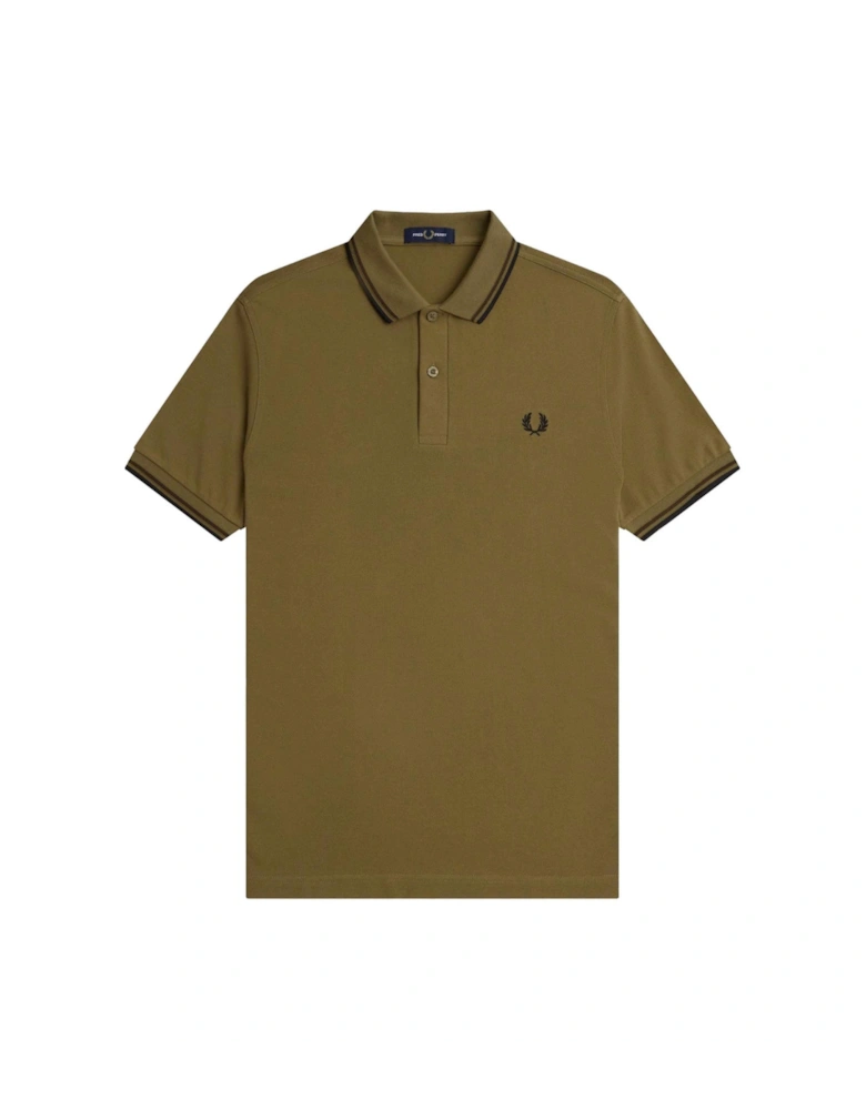 Black Twin Tipped Collar Dark Brown Polo Shirt