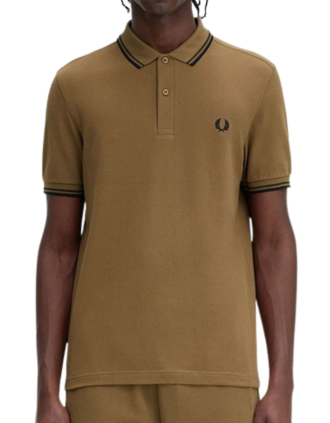 Black Twin Tipped Collar Dark Brown Polo Shirt