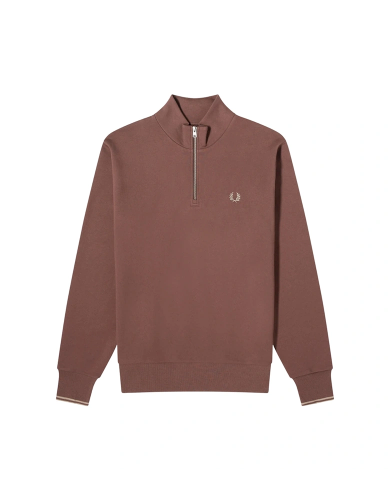 Half Zip Brick Brown Sweatshirt