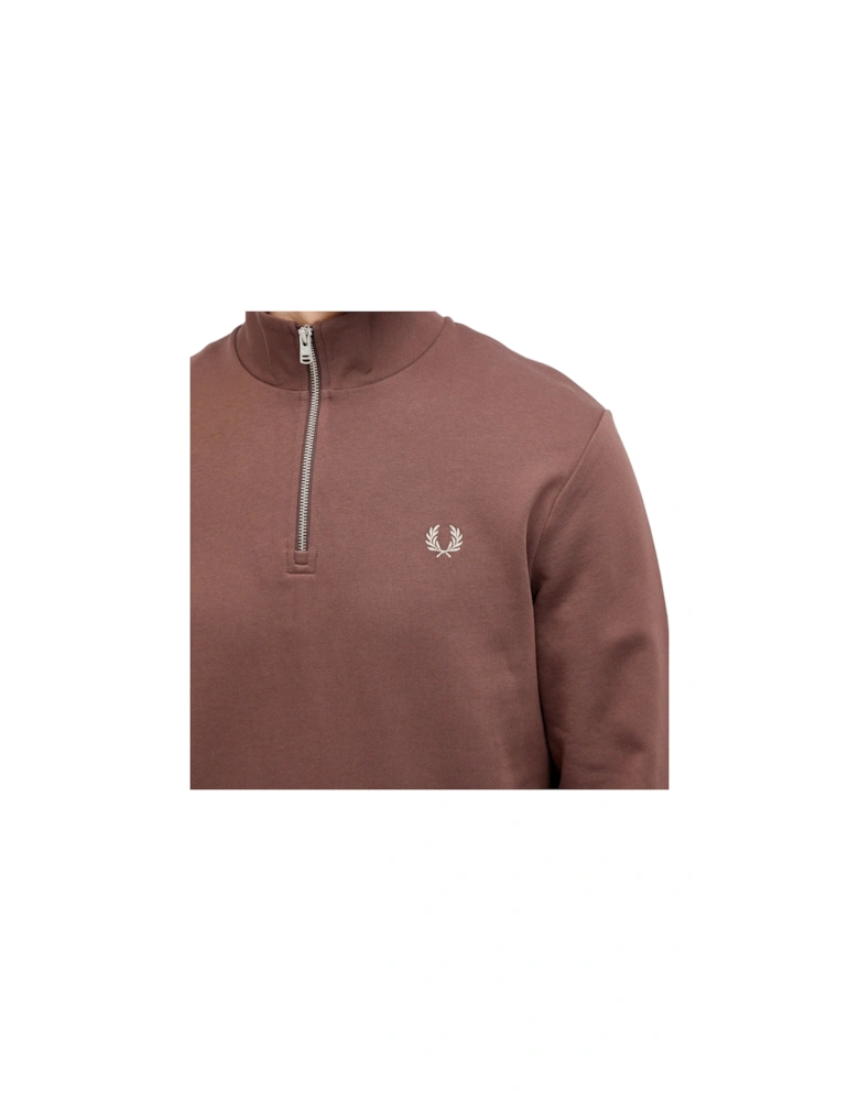 Half Zip Brick Brown Sweatshirt