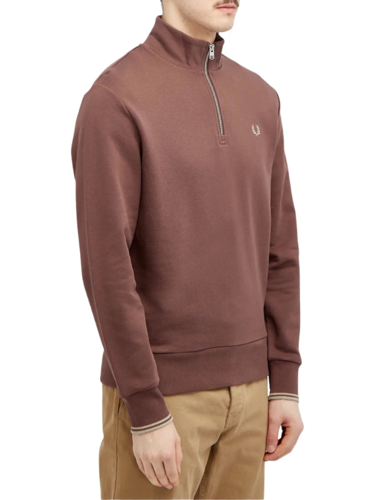 Half Zip Brick Brown Sweatshirt