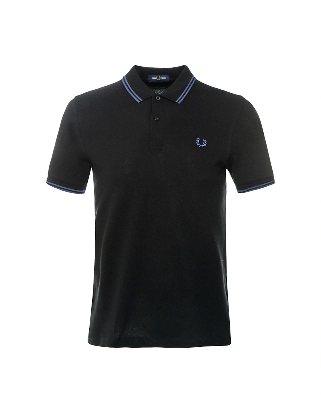 Midnight Blue Twin Tipped Collar Black Polo Shirt, 3 of 2