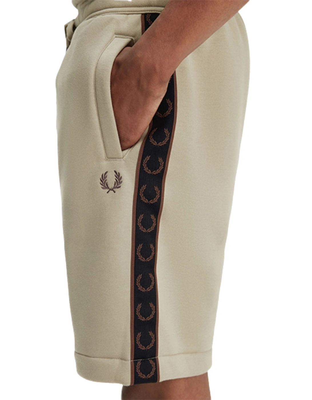 Brick Taped Design Warm Grey Sweat Shorts