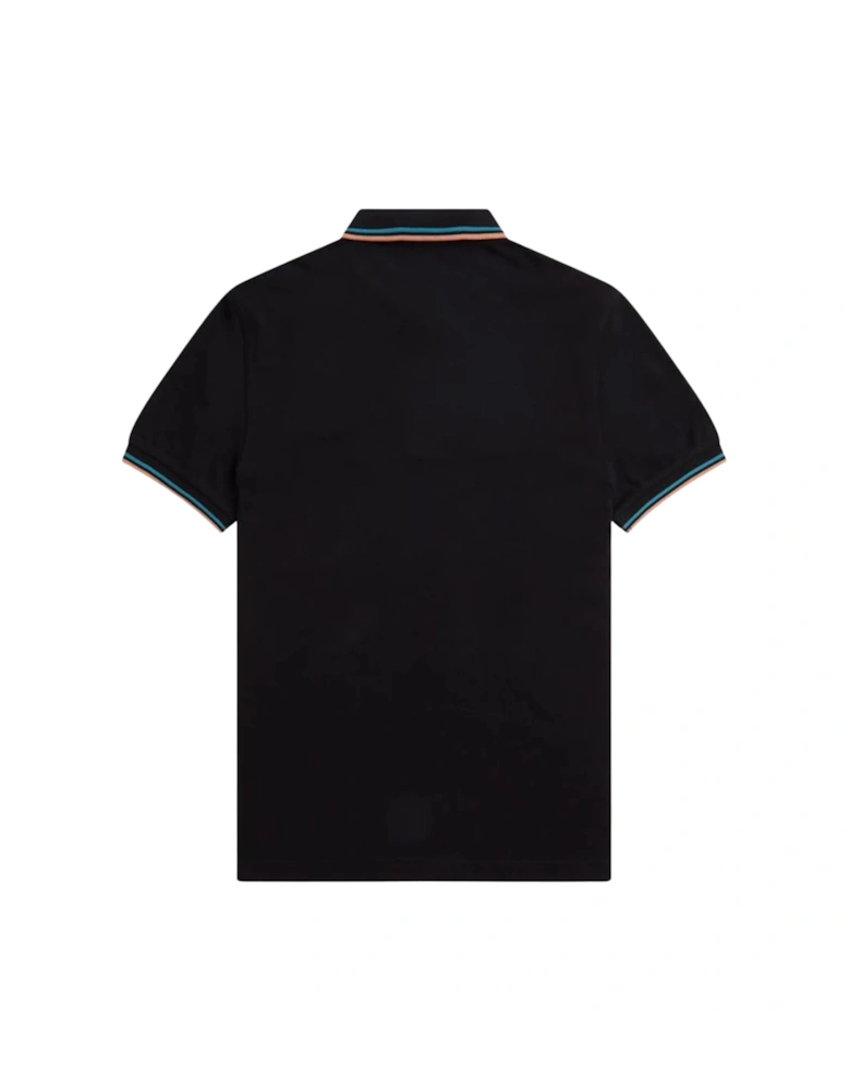 Blue Twin Tipped Collar Black Polo Shirt