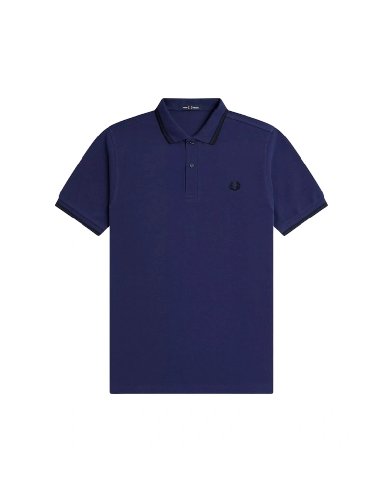 Black Twin Tipped Collar French Navy Polo Shirt