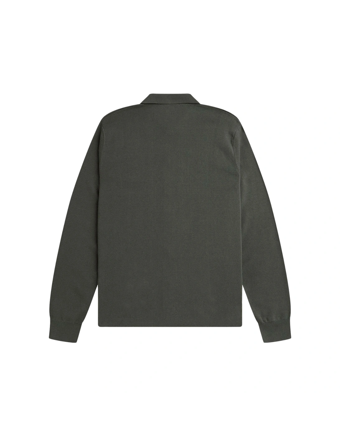 Button Through Long Sleeve Field Green Knit Shirt