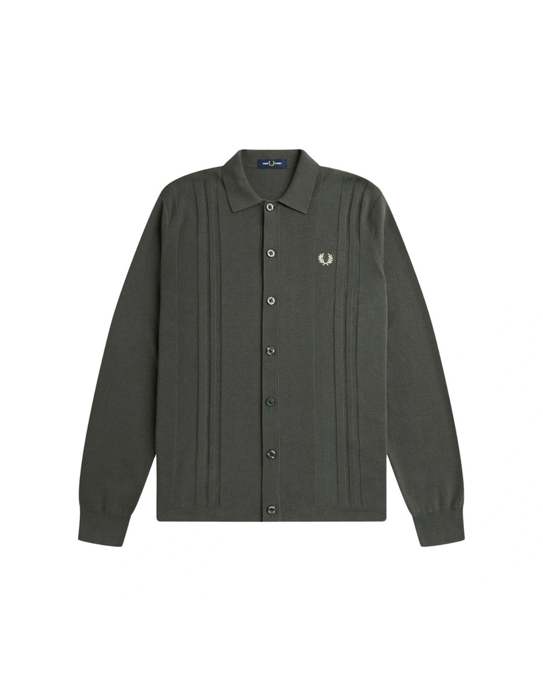 Button Through Long Sleeve Field Green Knit Shirt, 4 of 3