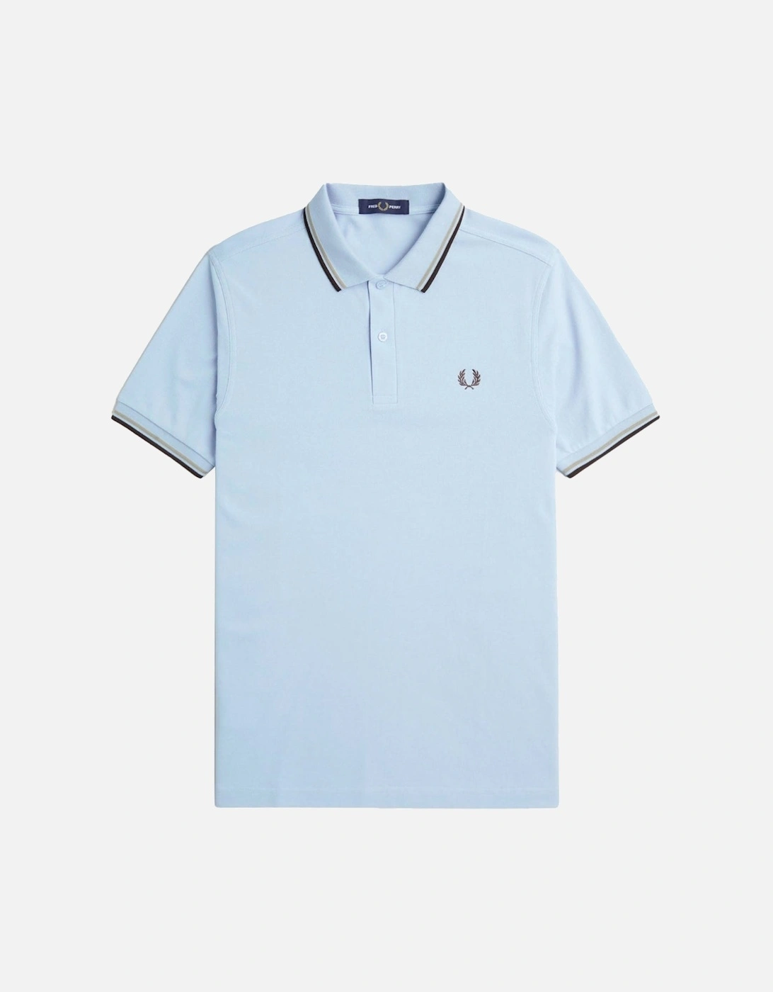 Warm Grey Twin Tipped Collar Light Blue Polo Shirt, 3 of 2