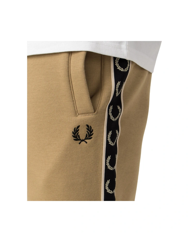 Oatmeal Taped Design Warm Stone Sweat Shorts