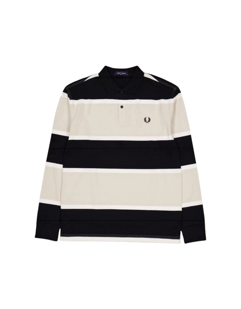 Oatmeal Black Striped Polo Shirt