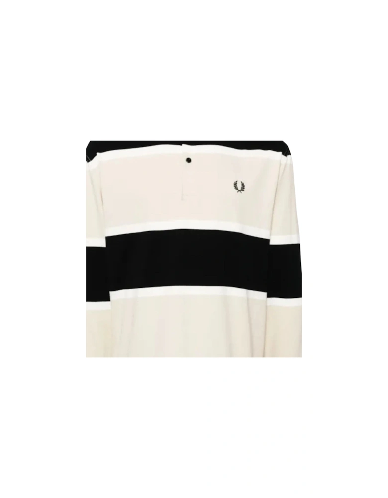 Oatmeal Black Striped Polo Shirt