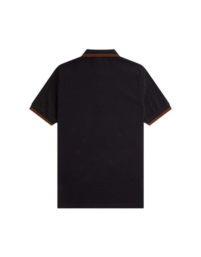 Whisky Brown Twin Tipped Collar Black Polo Shirt