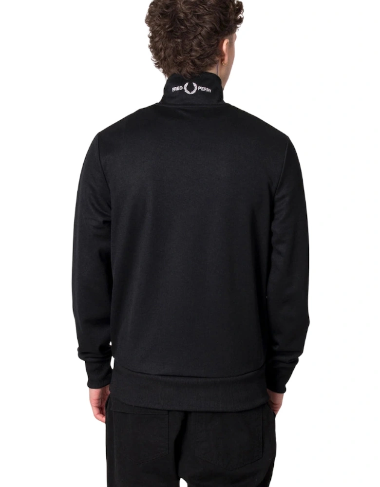Half Zip Branded Collar Black Track Jacket