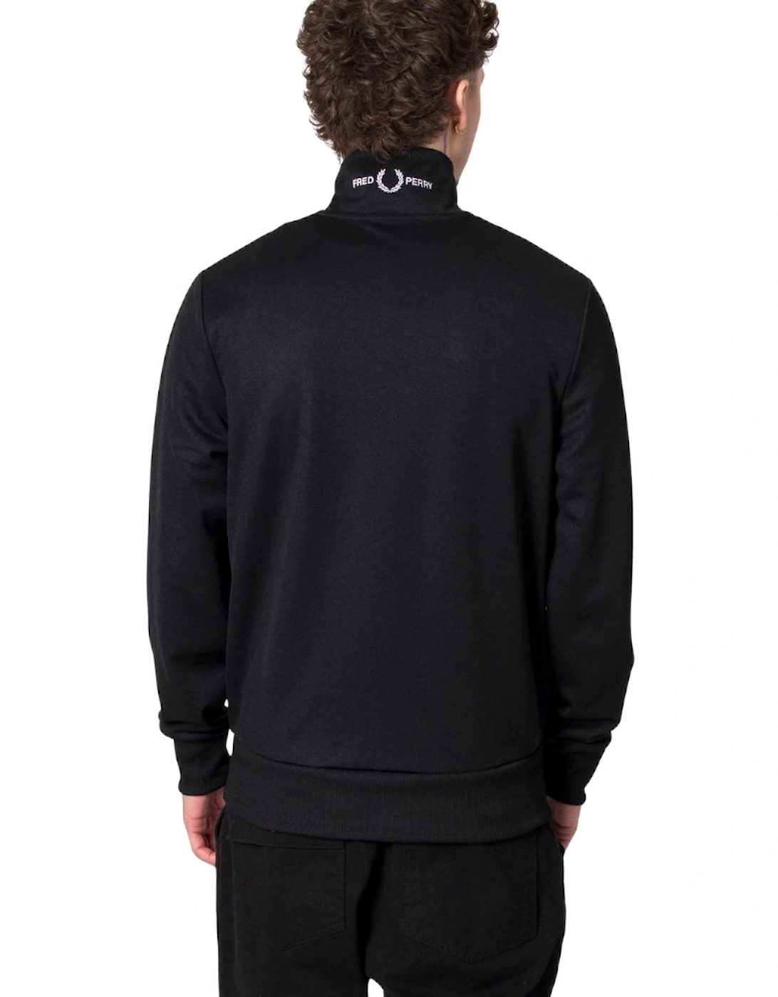 Half Zip Branded Collar Black Track Jacket