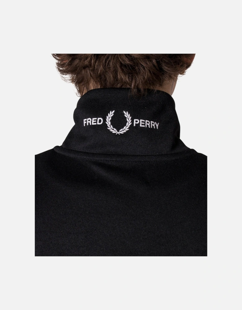 Half Zip Branded Collar Black Track Jacket