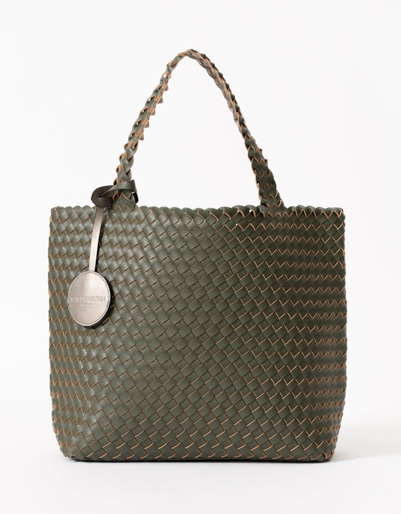 Reversable Womens Braided Shopper - Army Gun Metal 410718