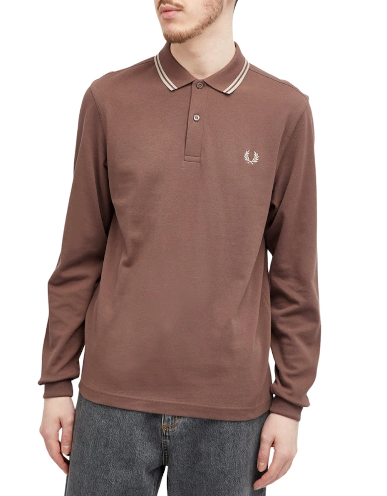 Maroon Long Sleeve Brick Brown Polo Shirt