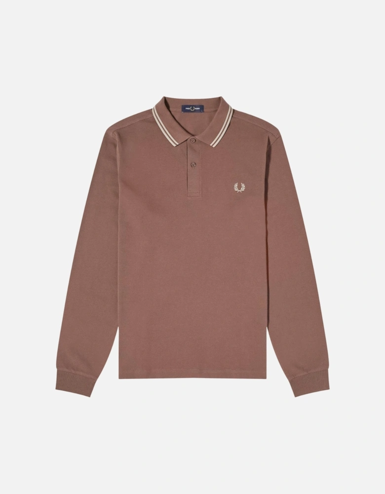 Maroon Long Sleeve Brick Brown Polo Shirt