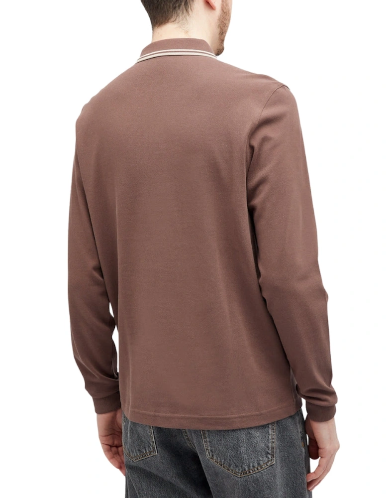 Maroon Long Sleeve Brick Brown Polo Shirt