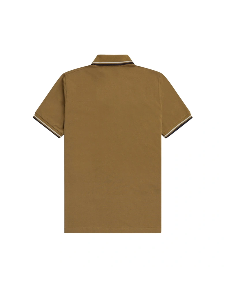 Twin Tipped Collar Brown Polo Shirt