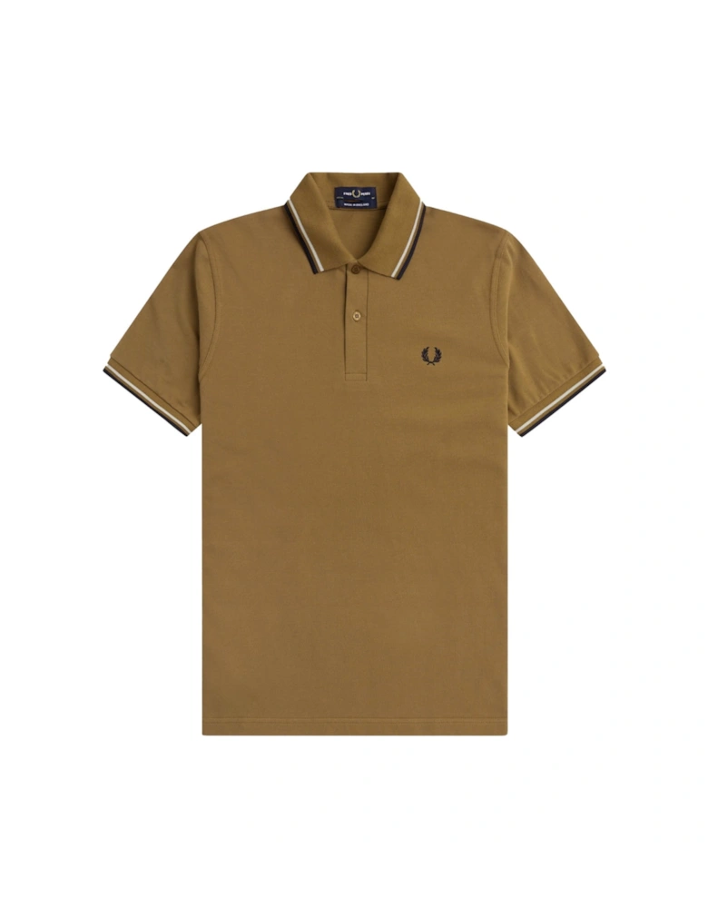 Twin Tipped Collar Brown Polo Shirt