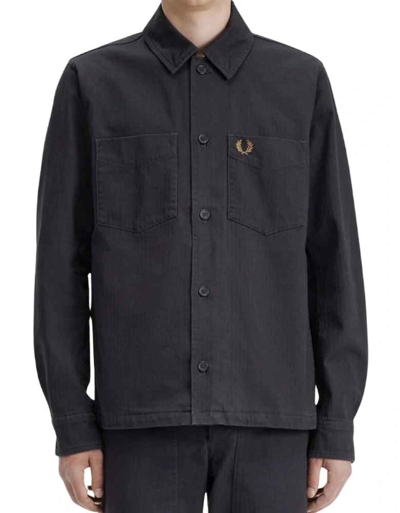 Herringbone Anchor Grey Over Shirt Jacket