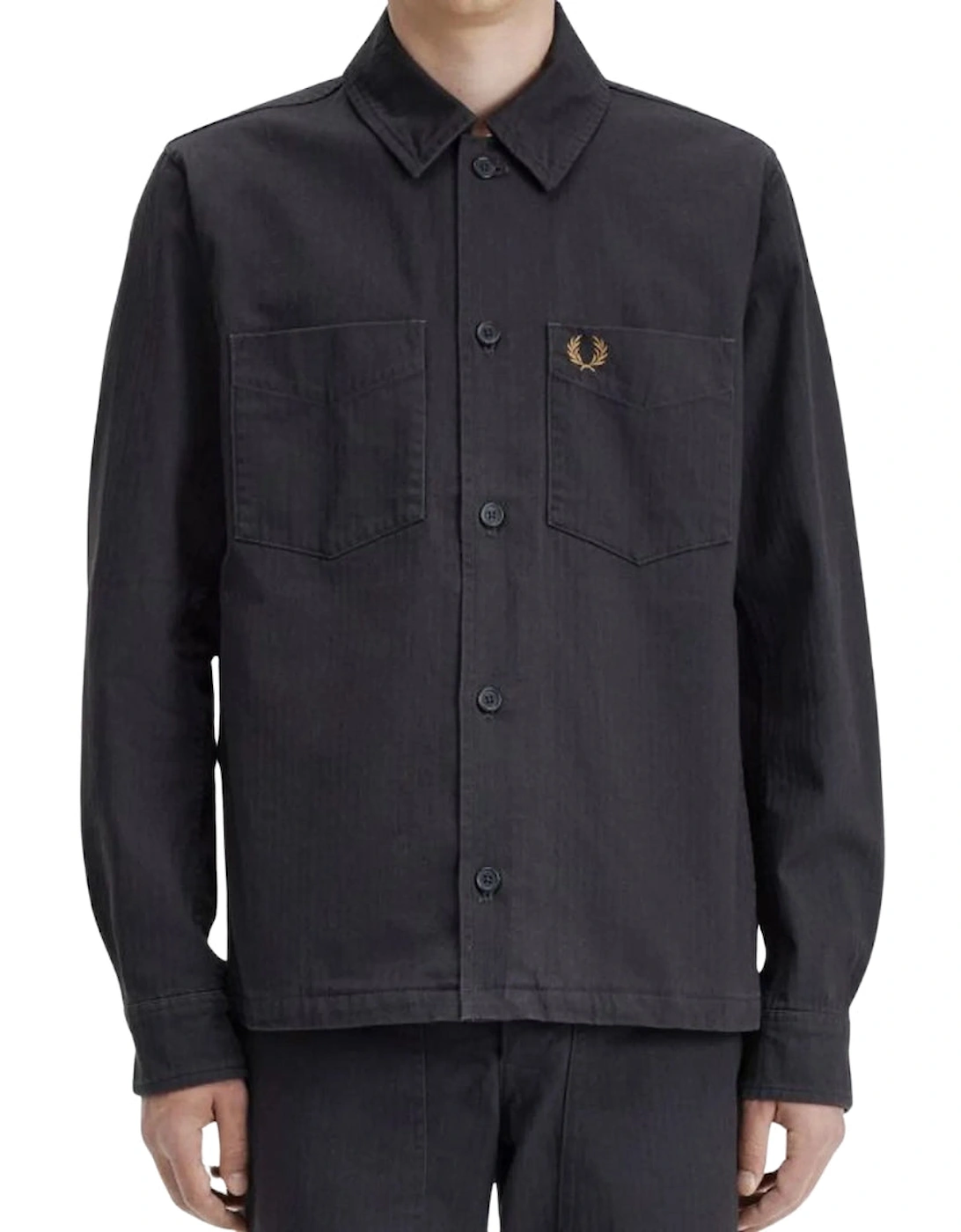Herringbone Anchor Grey Over Shirt Jacket