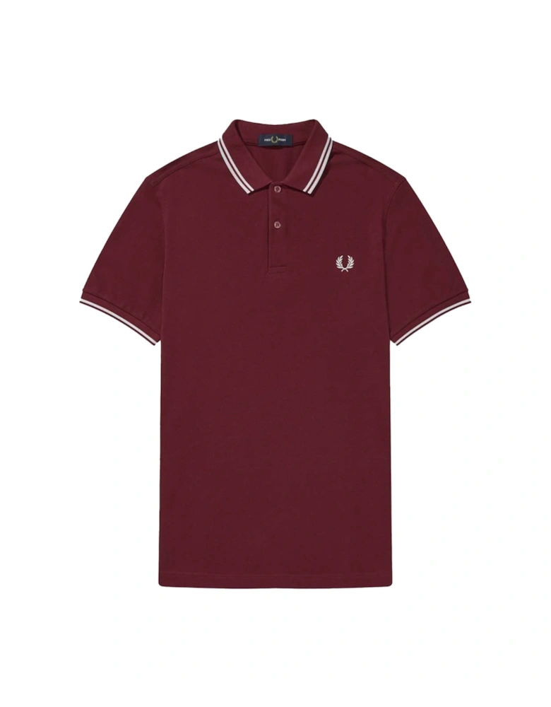 White Twin Tipped Collar Port Red Polo Shirt