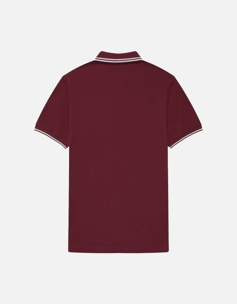 White Twin Tipped Collar Port Red Polo Shirt