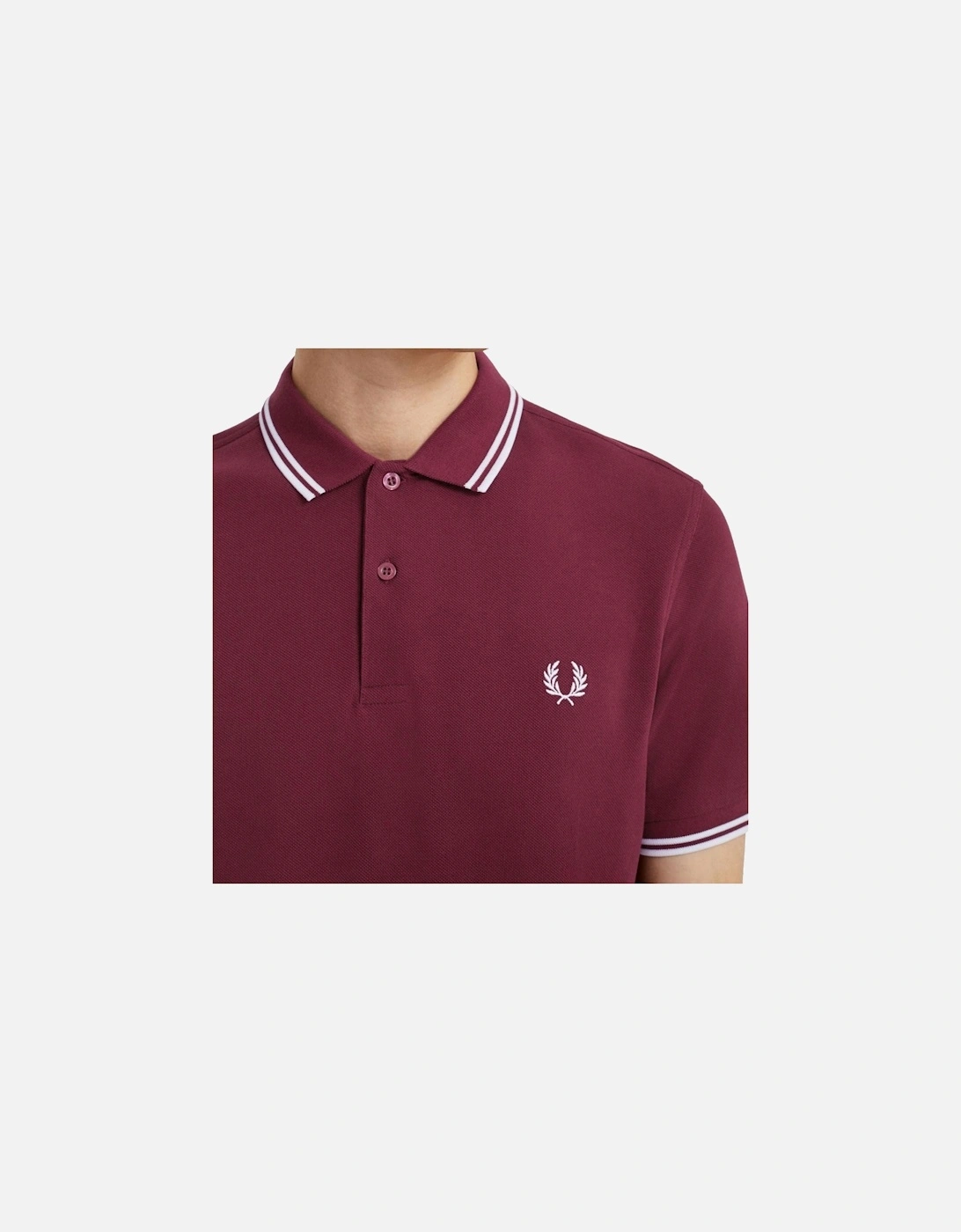 White Twin Tipped Collar Port Red Polo Shirt
