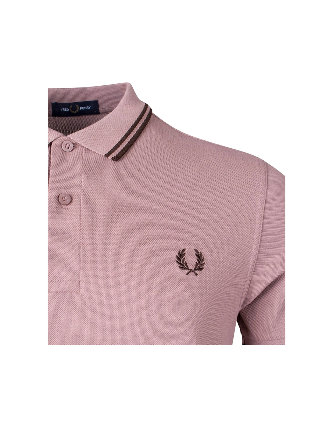 Brown Twin Tipped Collar Dark Pink Polo Shirt