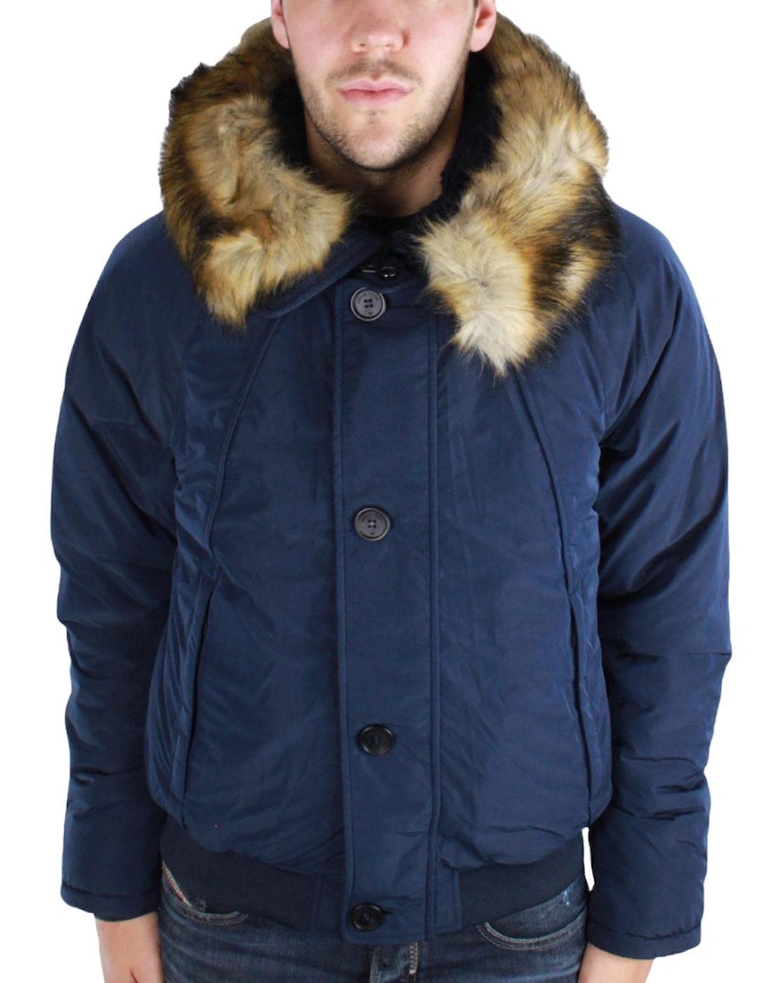 Navy Blue Fur Trimmed Hood Jacket, 4 of 3
