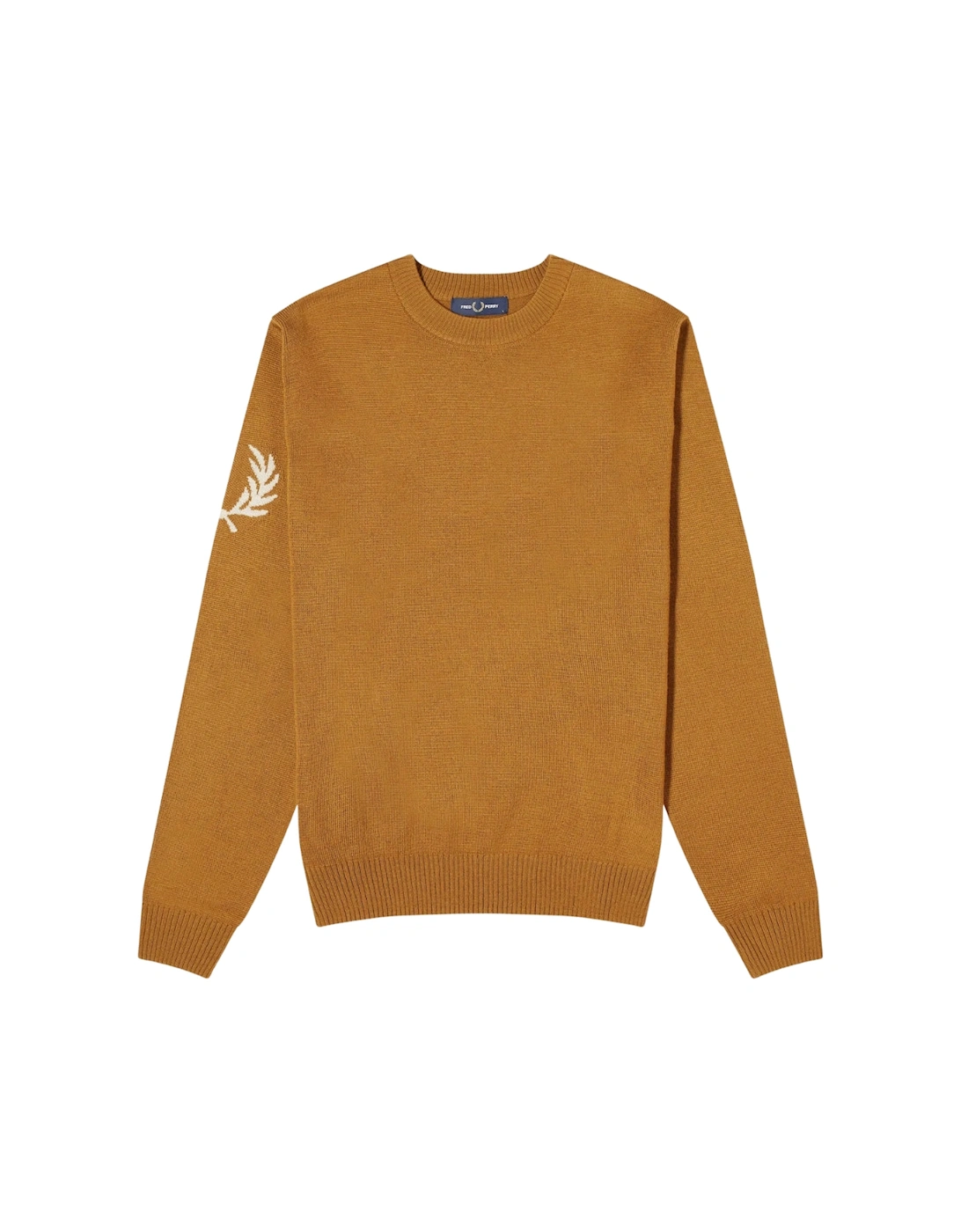 Laurel Wreath Logo On Sleeve Dark Caramel Crew Jumper, 4 of 3