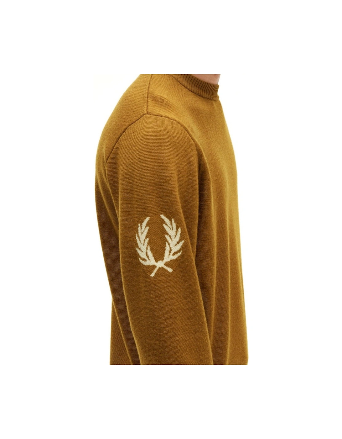 Laurel Wreath Logo On Sleeve Dark Caramel Crew Jumper