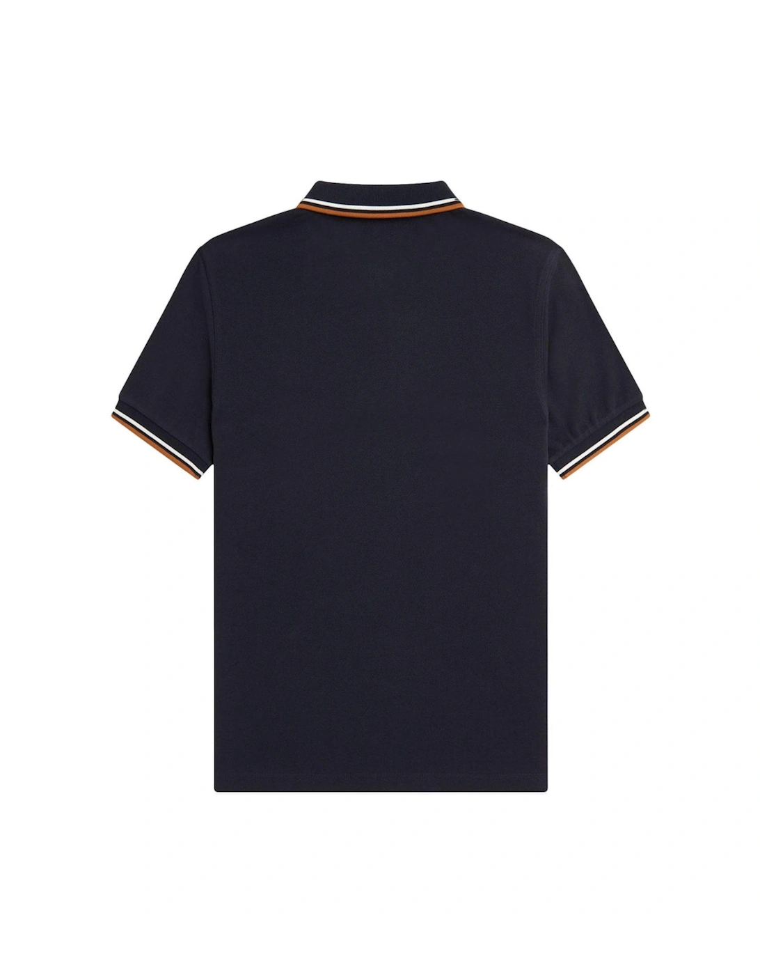 Cream Brown Twin Tipped Collar Navy Polo Shirt