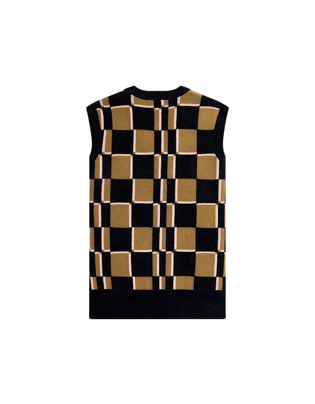 Navy Glitch Chequerboard Shaded Stone Knitted Tank