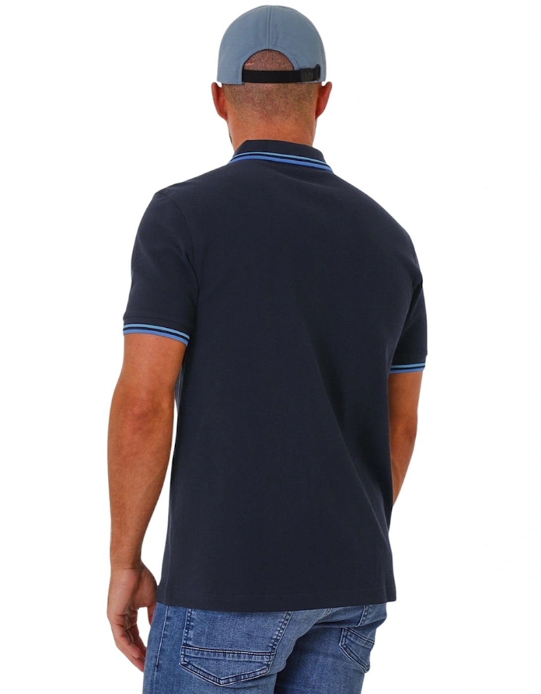 Blue Twin Tipped Collar Navy Polo Shirt