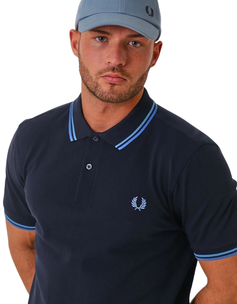 Blue Twin Tipped Collar Navy Polo Shirt