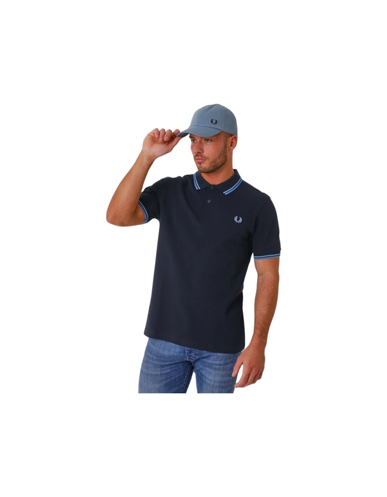 Blue Twin Tipped Collar Navy Polo Shirt