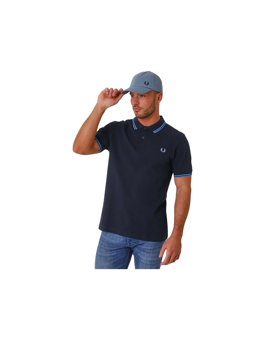 Blue Twin Tipped Collar Navy Polo Shirt