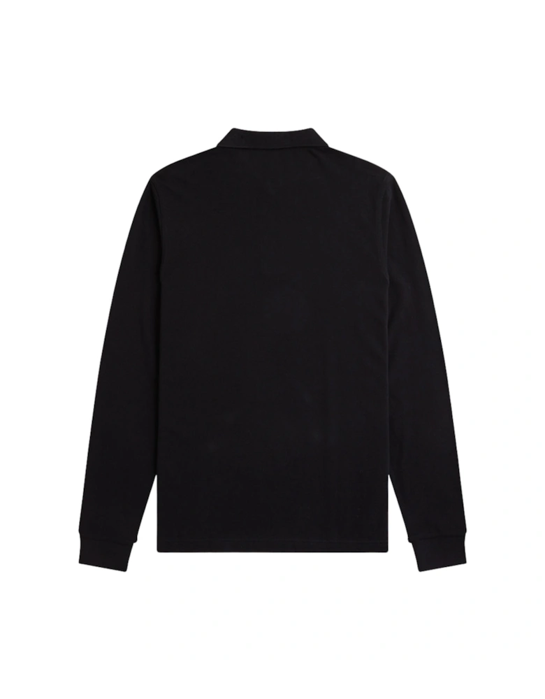 Whisky Brown Logo Black Long Sleeved Polo Shirt
