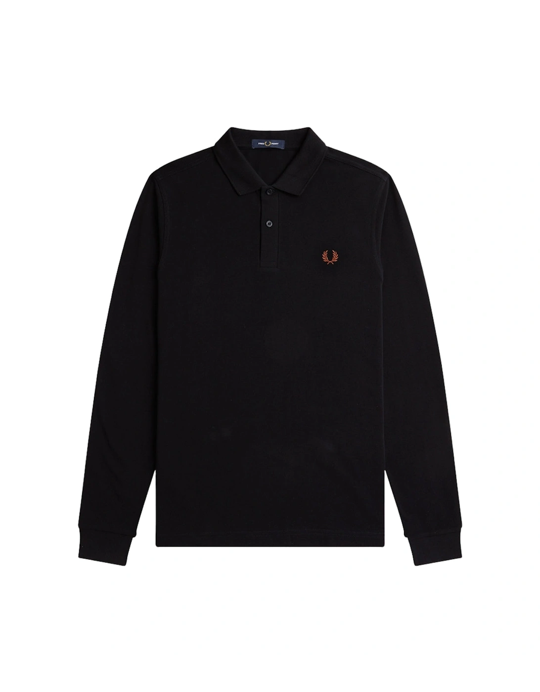 Whisky Brown Logo Black Long Sleeved Polo Shirt, 4 of 3
