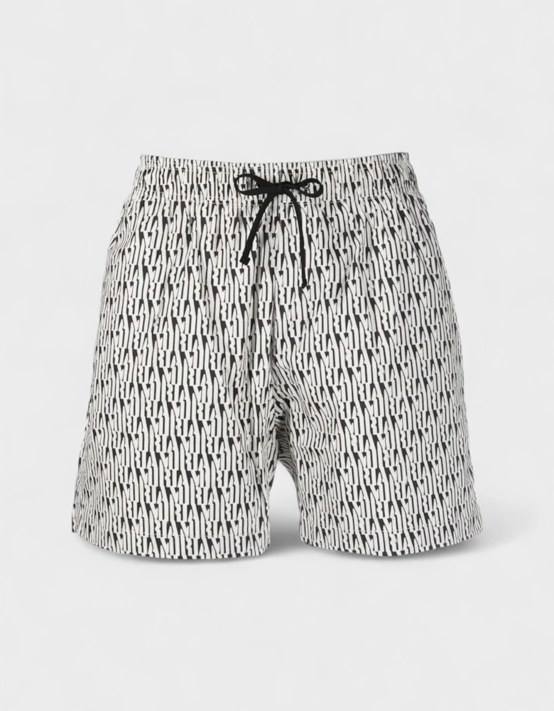 All Over Swim Trunk Black White