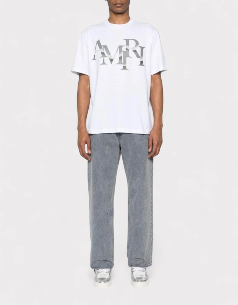 Staggered Chrome Tee White