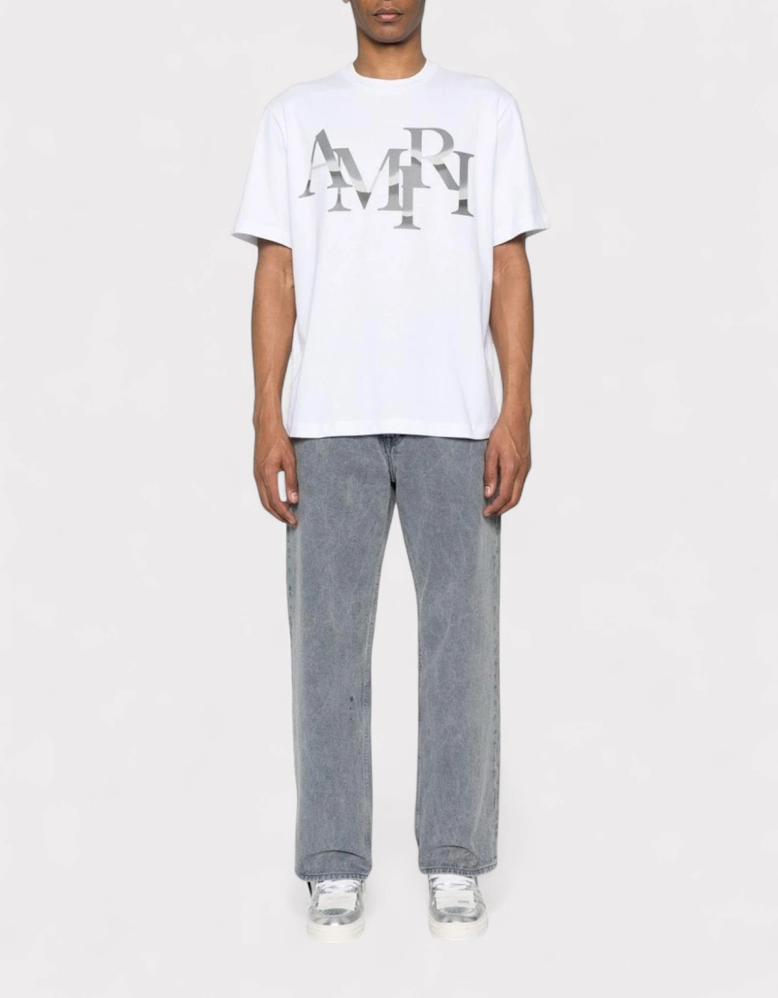 Staggered Chrome Tee White