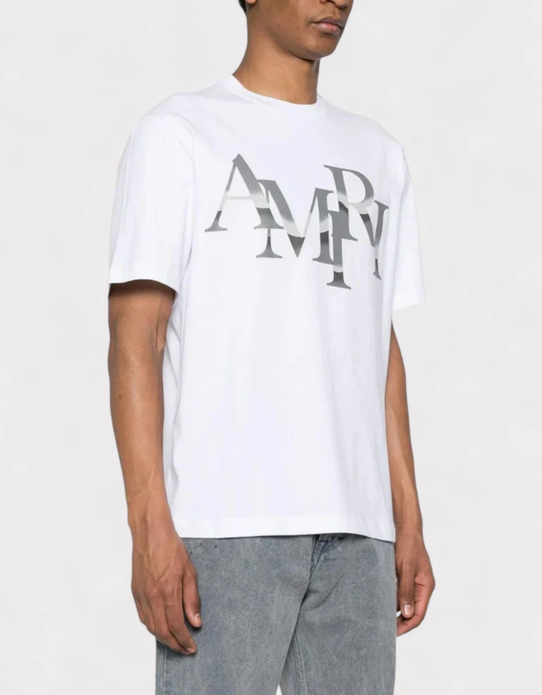 Staggered Chrome Tee White