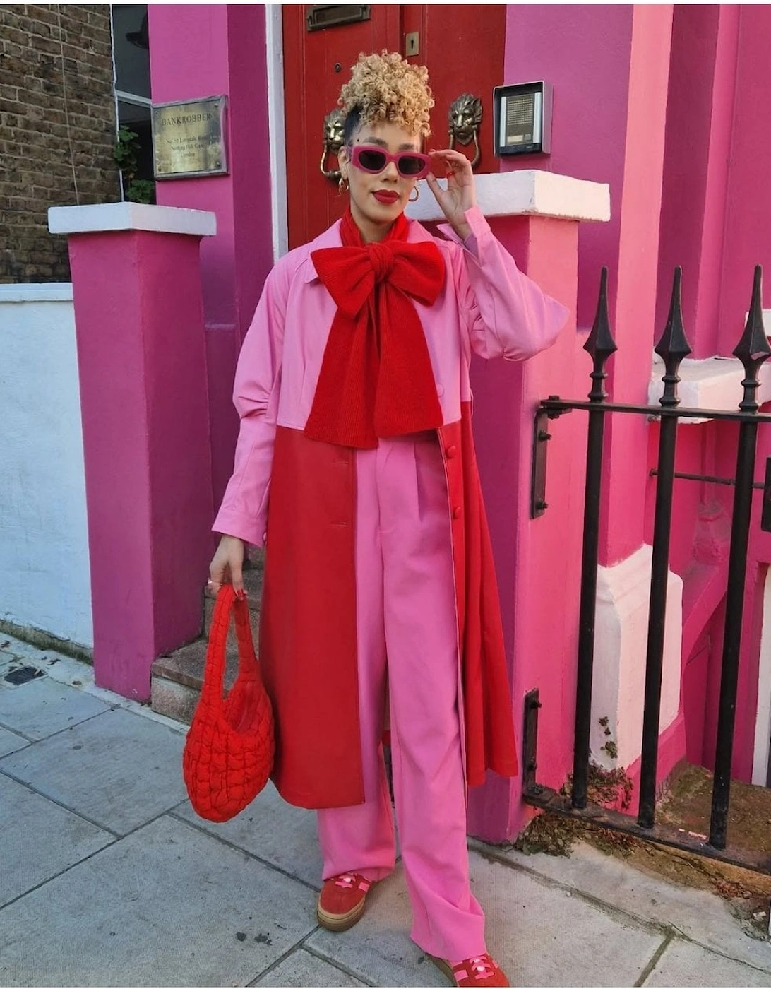 Red and Pink Eco Leather Trench Coat, 6 of 5