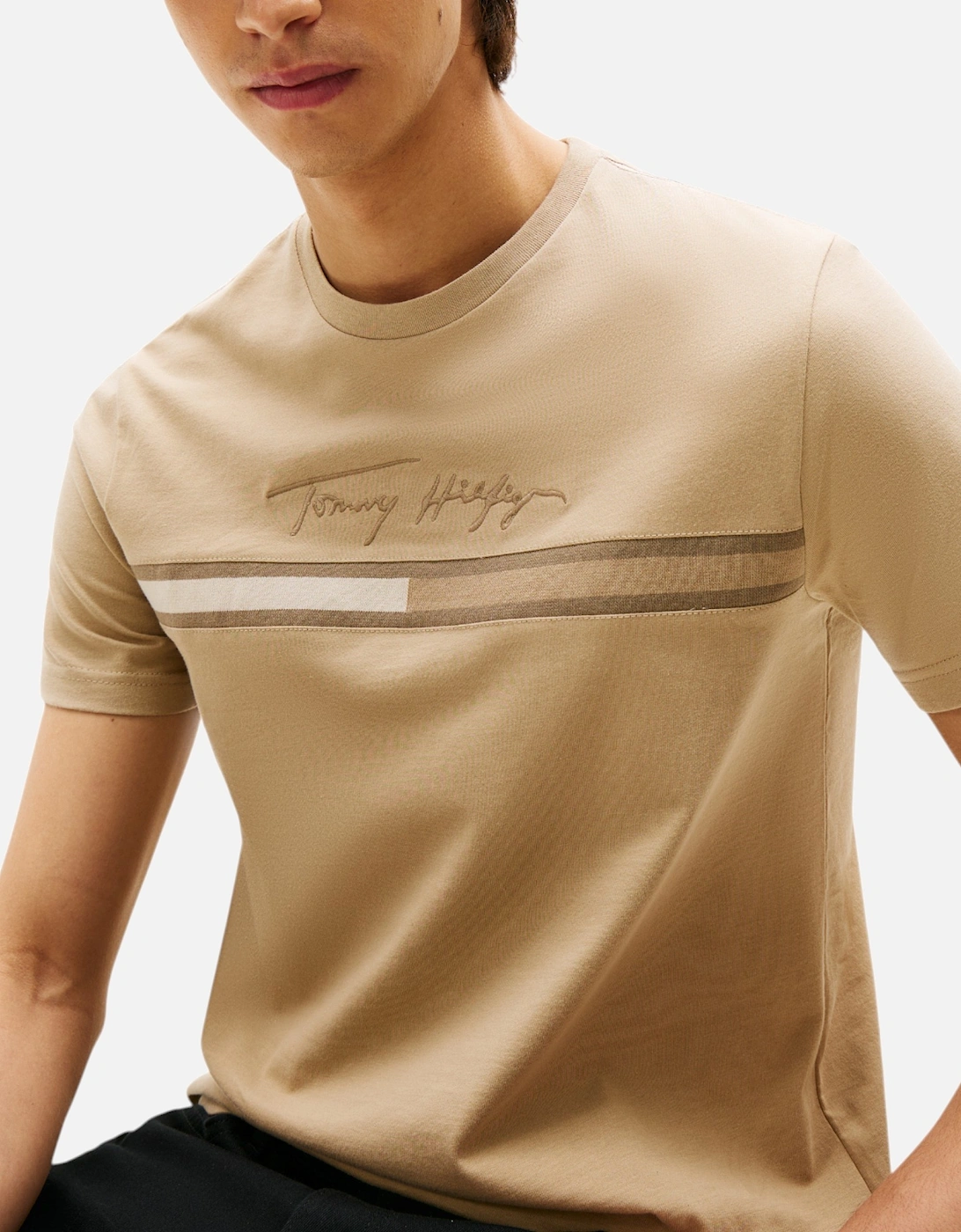 Mens T Shirts Signature Tonal Flag Logo Summer Cotton Tino Tee